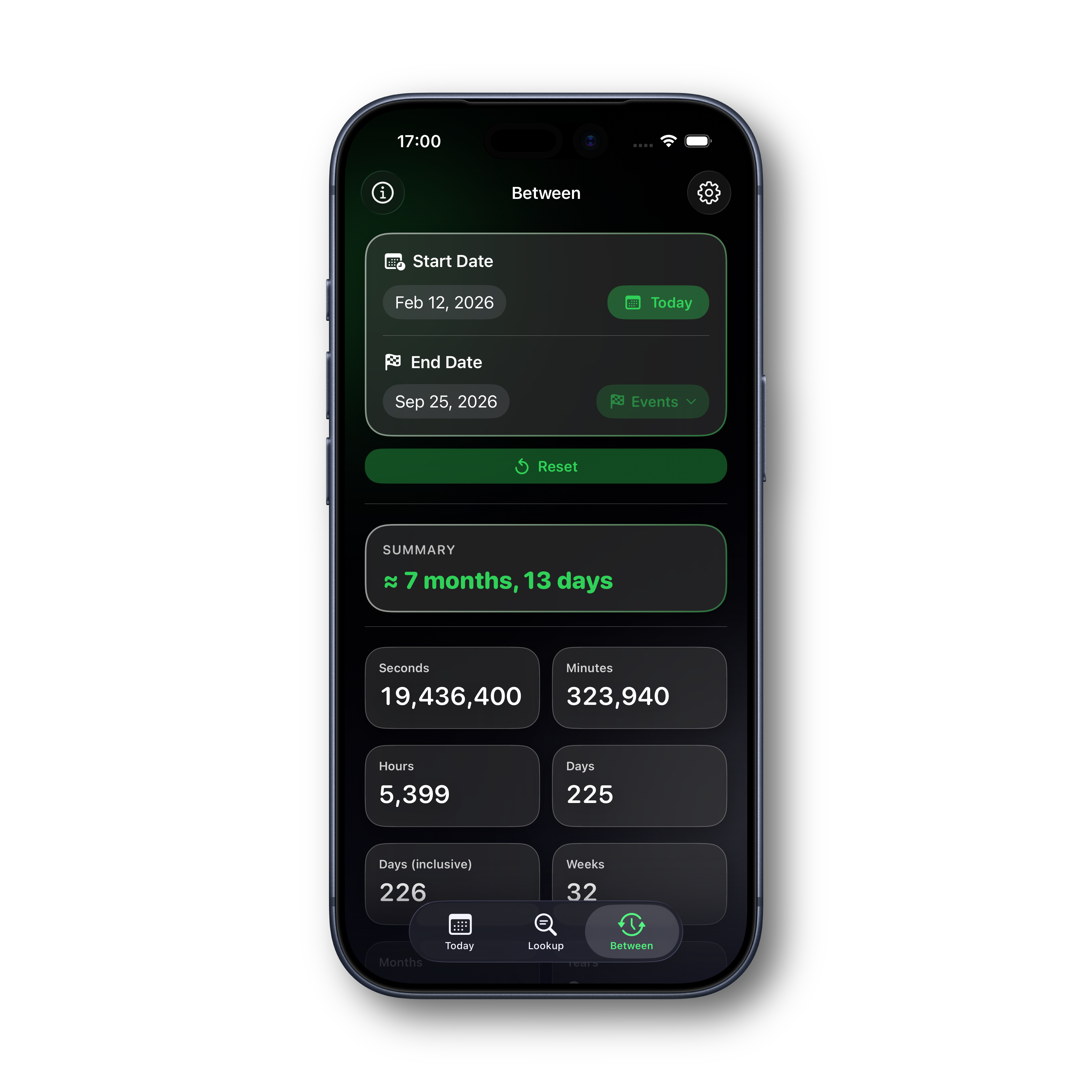 Day Calculator Between Tab