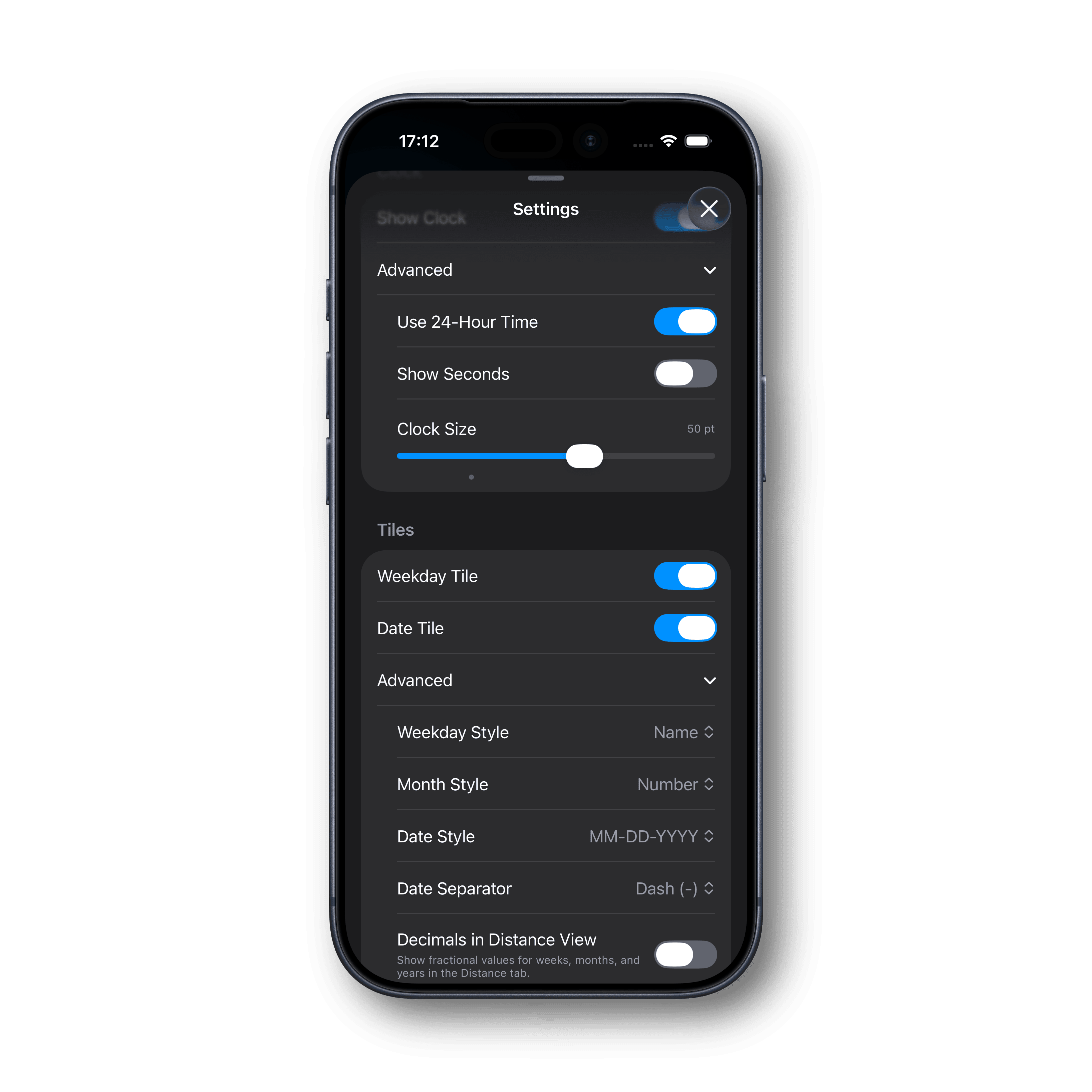 Day Tracker Advanced settings
