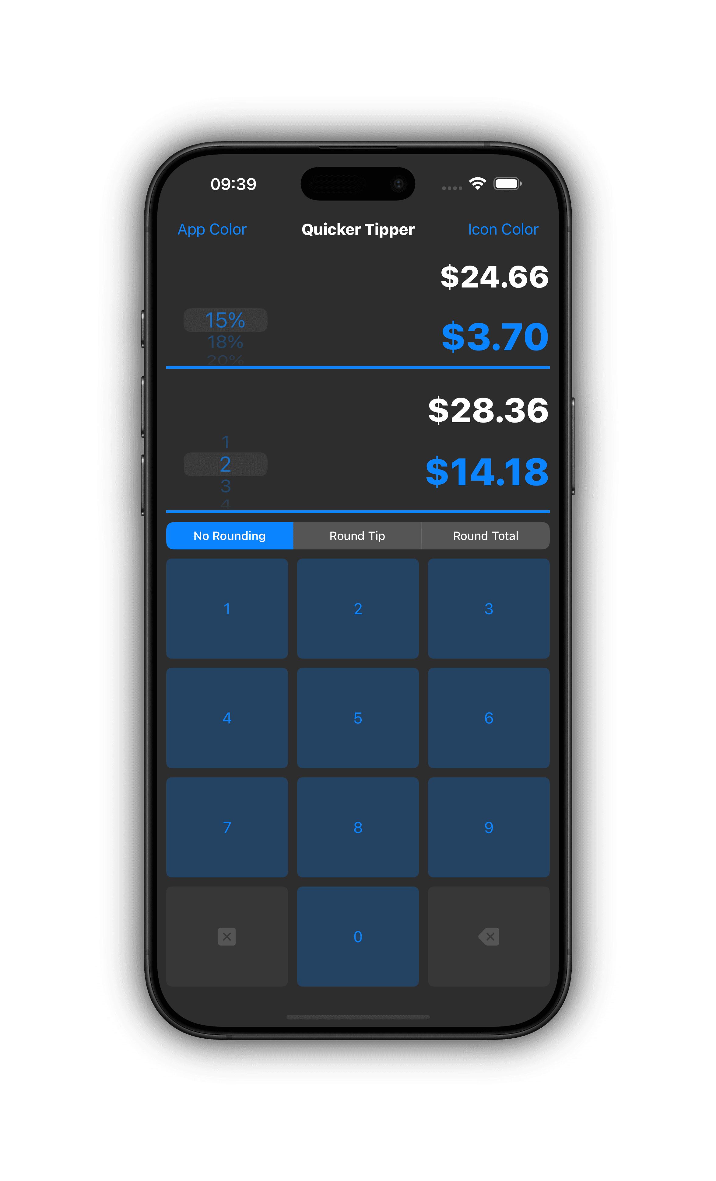 Quicker Tipper Minimal interface